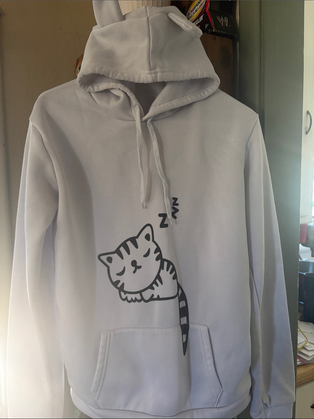 White Cat Graphic Hoodie - Unbranded